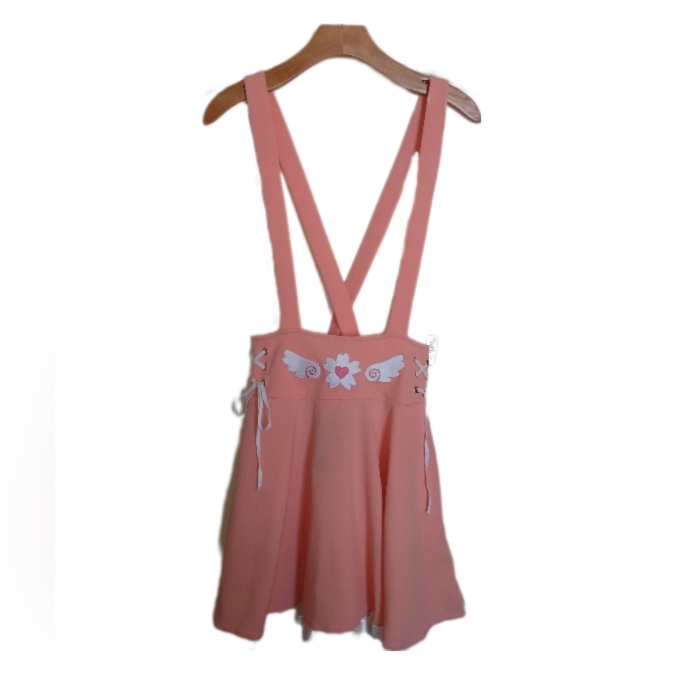 NWT Midnight Hour Sakura Lace Up Suspender Skirt in Peach